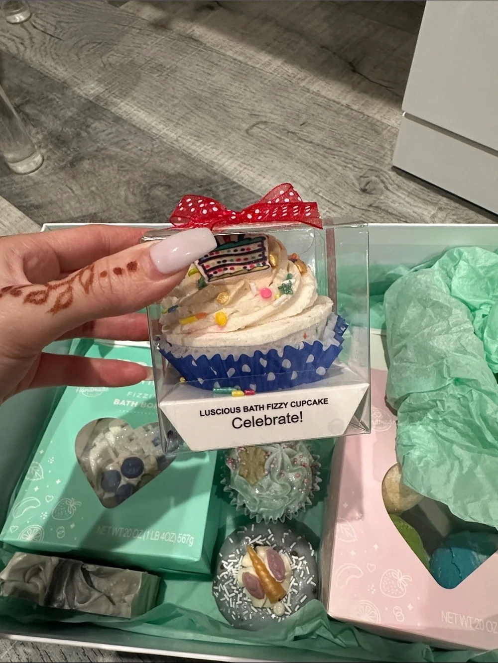 Bath Treats Gift Box — Mint Green & Pink Bath Bomb Set